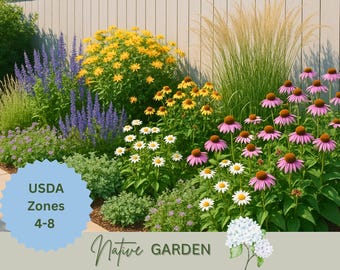 Native Prairie Garden Design Plan | Pollinator Friendly Landscape Design, Low Maintenance (Zone 4-8) (Digital Download)