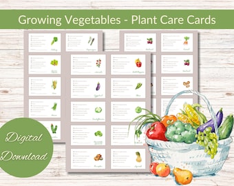 Vegetable Plant Care Cards: Seed Starting Guide (Digital Download)