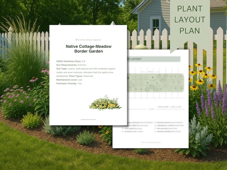 Fence Garden Landscape Design: Meadow Hydrangea Border Plan (digital ...