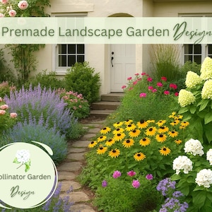 Premade landscape design pollinator garden design landscape yard cottage garden curb appeal hydrangea garden zone 5 6 7 8 landscape design