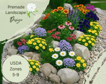 Rock Garden Design Plan: Pollinator-Friendly Landscape Curb Appeal (Zones 5-9) (Digital Download)