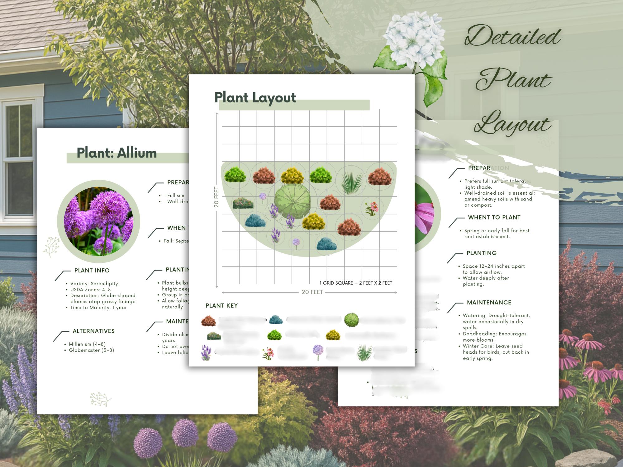 Front Yard Landscape Design: Full Sun Perennial Garden Design Plan ...