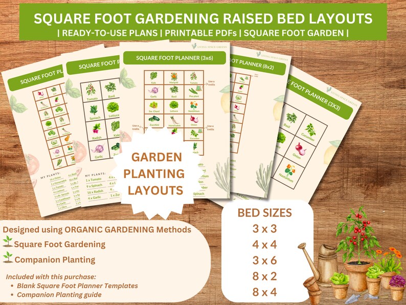 Printable Raised Bed Plans, Garden Layout Plans, Planner Template ...