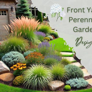 Full Sun Perennial Front Yard Garden Design Plan (Zones 4-9) (Digital Download)