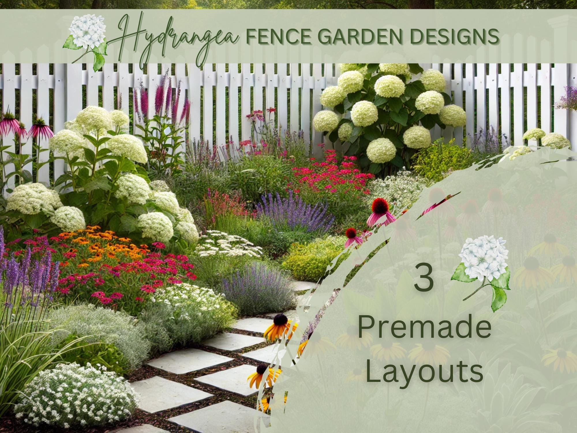 Hydrangea Garden Design Plan: Zones 4-8, Front Yard Landscape Deisgn ...