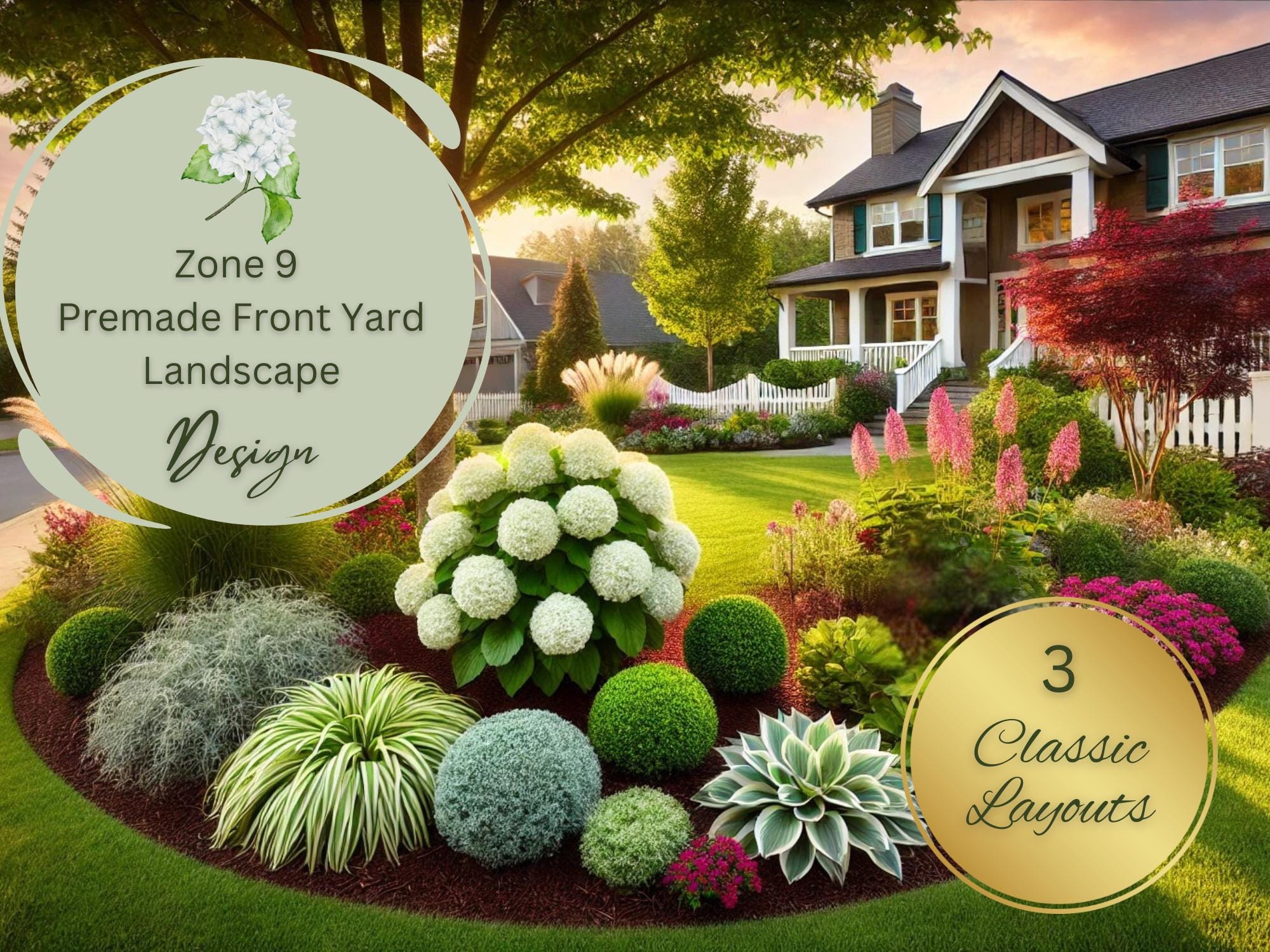 Zone 9 Hydrangea Front Yard Landscape Design: Partial Shade Garden Zone 9 Hydrangea Front Yard Landscape Design: Partial Shade Garden
