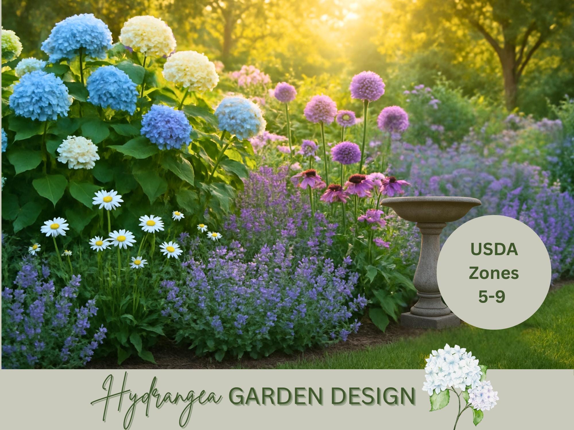Hydrangea Landscape Design Plan: Front Yard Garden Design Curb Appeal ...