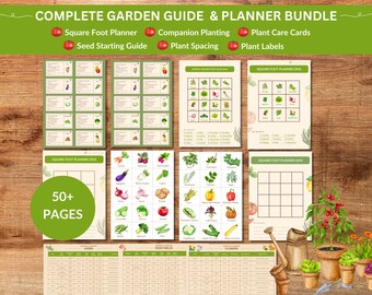 Complete Organic Gardening Bundle,Seed Starting,Plant spacing,Raised Garden planning,Square Foot Gardening,Companion Planting,Veg Plant care
