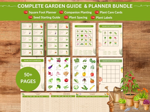 Premade gardening plans, Organic Gardening Planner Bundle, Seed Starting Guide (Digital Download)