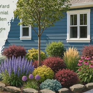 Front Yard Landscape Design: Full Sun Perennial Garden Plan (Zones 4-6) (Digital Download)