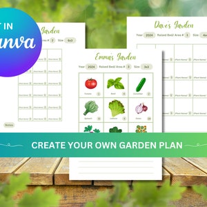 Aangepaste lay-outsjabloon moestuin | SquareFoot Garden | DIY-tool voor tuinplanning | Bewerkbaar canvas | Tuincadeau | Indeling verhoogd bed