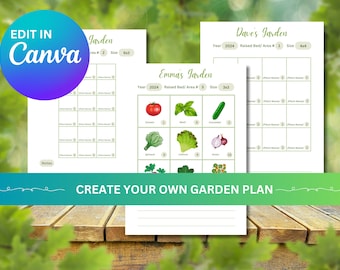 Vegetable Garden Layout Template: Square Foot Planner (Canva Editable)