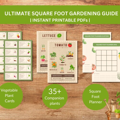 Square Foot Gardening Guide: Companion Planting & Raised Bed Planner (PDF)