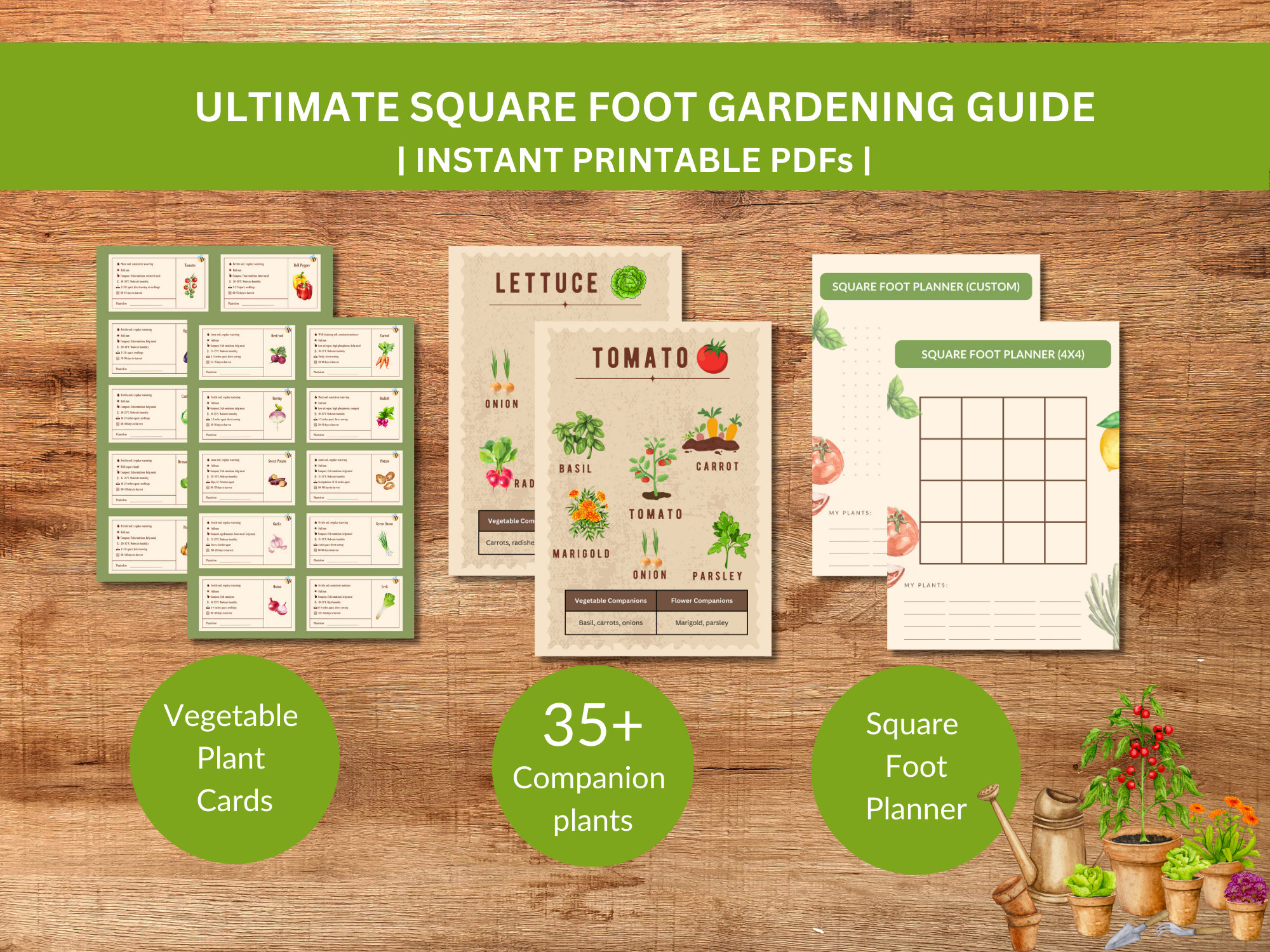 Square Foot Gardening Guide: Companion Planting & Raised Bed Planner (PDF)