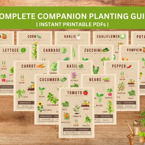 Companion planting guide, Printable, Square foot garden planner, Raised bed planner, Gardening guide, Plant planner, Garden planner