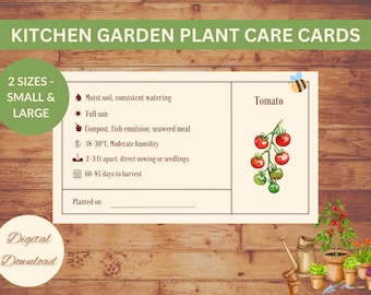 Vegetable Plant Care Cards: Pre-Written Garden Guide (Digital Download)