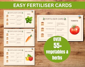 Vegetable & Herb Fertiliser Cards: Organic Gardening Guide (Digital Download)