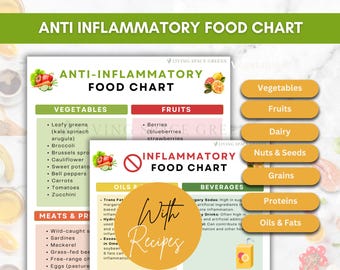 Anti-Inflammatory Food Chart with Recipes (Digital Download) grocery foodlist