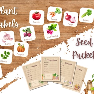 Vintage Samenpackungen Ephemera, Samenpaket Vorlagen, Gemüsesamen Packungen Printables, Vintage Gemüsesamenpackungen, Pflanzenetiketten, Umschläge