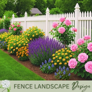 Premade fence landscape design pollinator garden yard garden curb appeal garden fence landscape zone 5 6 7 8 9 cottage garden design plan