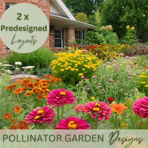 Pollinator Garden Plans Landscape Design Zone 4 5 6 7 8 9 Preplanned Layout Butterfly Bees Garden Plants Curbappeal Cottage Garden Plans