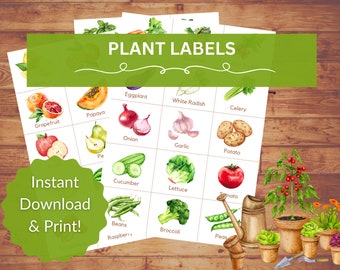 Plantlabels, Tuinlabels, Plantlabels | Groente-etiketten printbaar | Afdrukbare plantenlabels | Planttags | Inblikkende etiketten