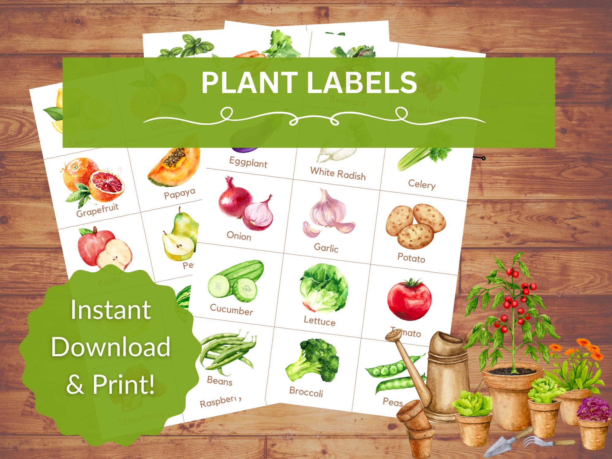 Plant Labels, Garden Labels, Plant Tags | Vegetable Labels Printable | Printable Plant Labels ...