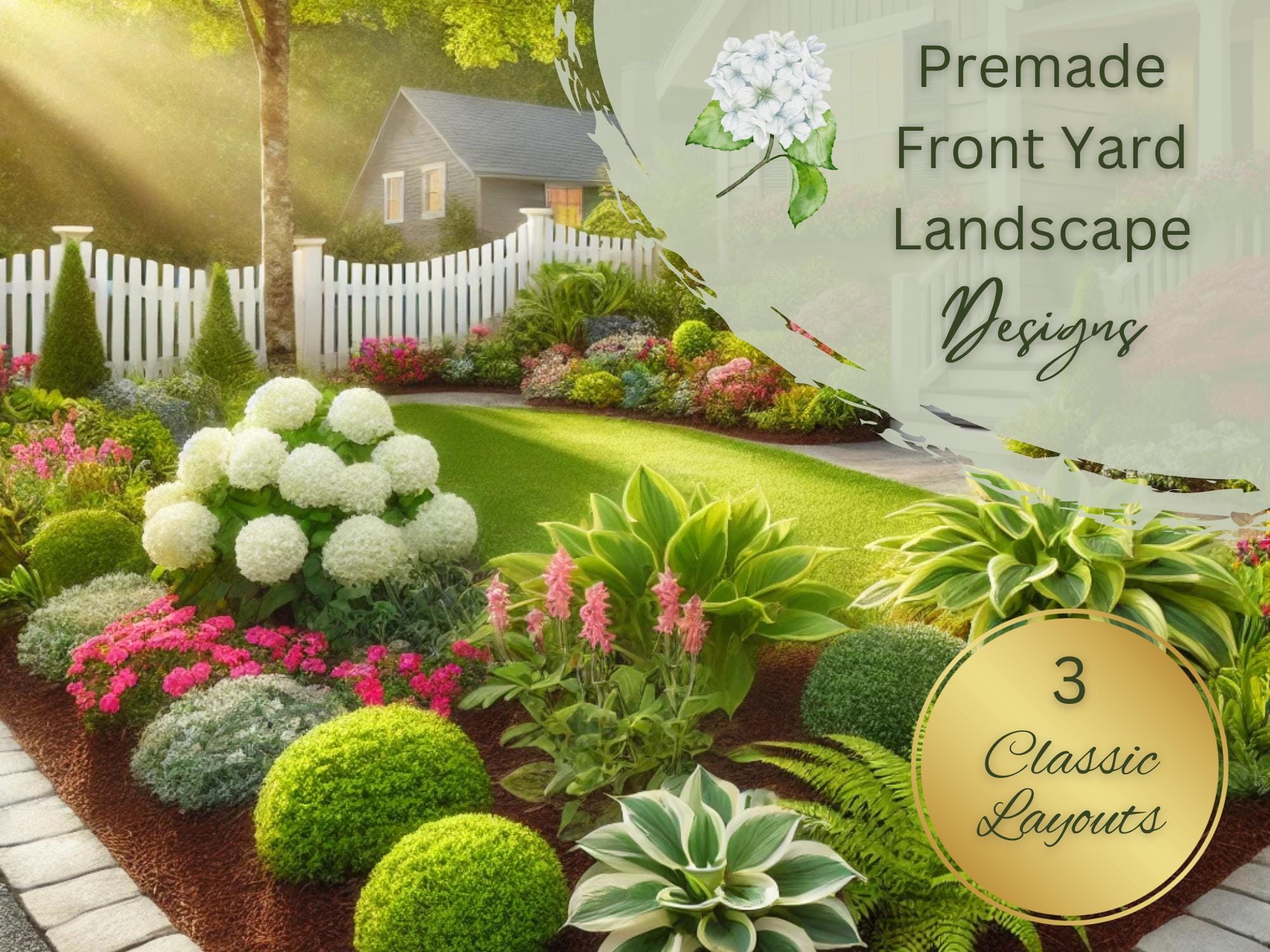 Guía de diseño de jardines delanteros: Plano de jardín de azaleas y  hortensias (Zonas 4-8) (Descarga digital) - Etsy México, image size:2000x1500