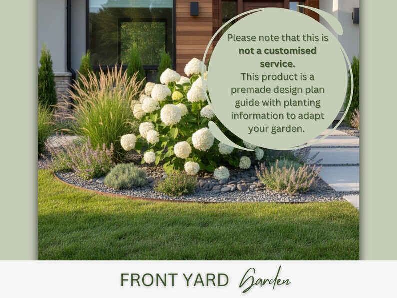 Modern Front Yard Landscape Design Plan | Hydrangea Full Sun Garden ...
