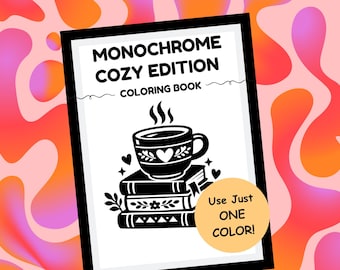 Monochrome Coloring Book | 30 One Color Coloring Pages | Mindfulness Relaxing Easy Sheets | Minimal coloring