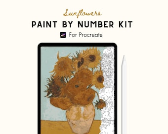 Procreate Paint by Numbers Kit, Vincent Van Gogh, Sunflowers, Flowers, Digital PBN, For Adults, Instant Download