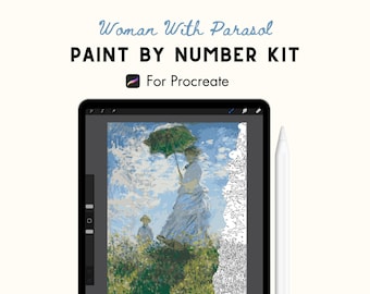 Procreate Paint by Numbers Kit, Claude Monet, Woman With Parasol, Digital PBN, For Adults, Instant Download