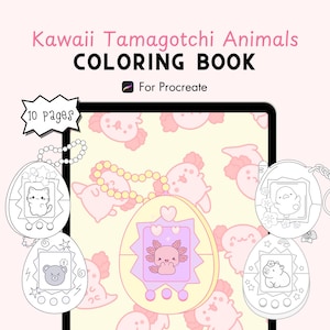 Kawaii Ausmalbilder Tiere, Tamagochi, Procreate, Ausmalbilder, Malbuch, zum Ausmalen, digitale Malseiten, iPad, Sofort Download