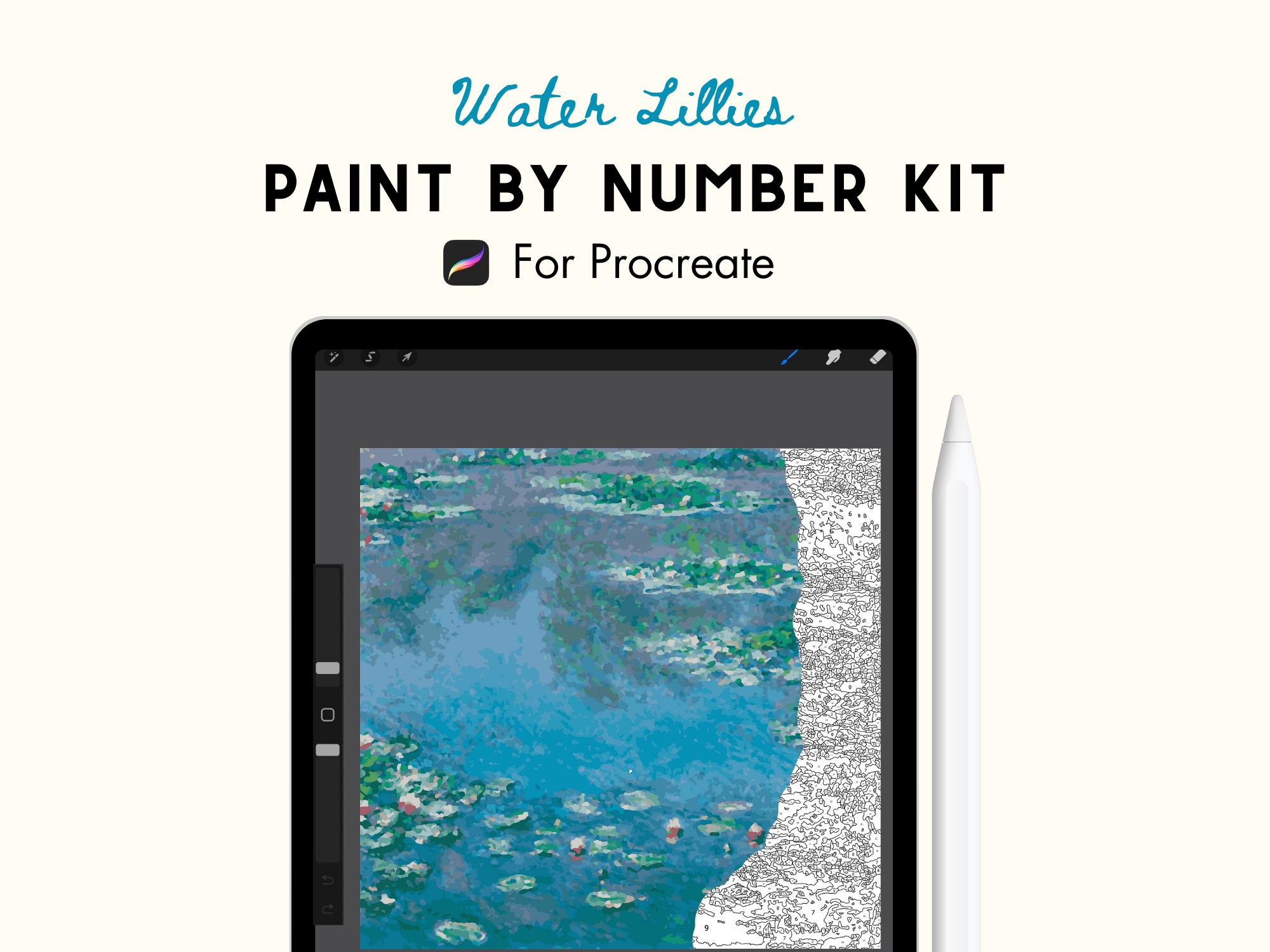Procreate Paint by Numbers Kit, Claude Monet, Water Lillies, Digital PBN, For Adults, Instant Download