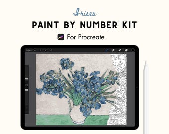 Procreate Paint by Numbers Kit, Vincent Van Gogh, Irises, Flowers, Digital PBN, For Adults, Instant Download