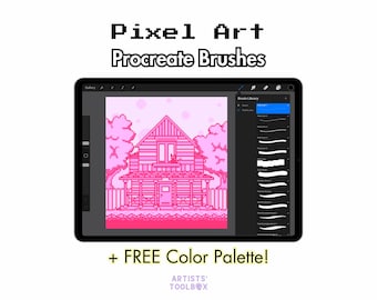 Pixel Procreate-penslar, pixelkonstpenslar, retropixelpenslar för videospelskonst, direktnedladdning