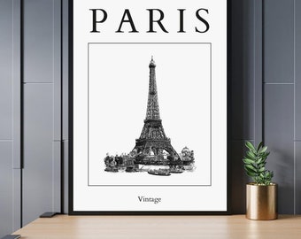 Paris retro poster vintage design to print gray tones