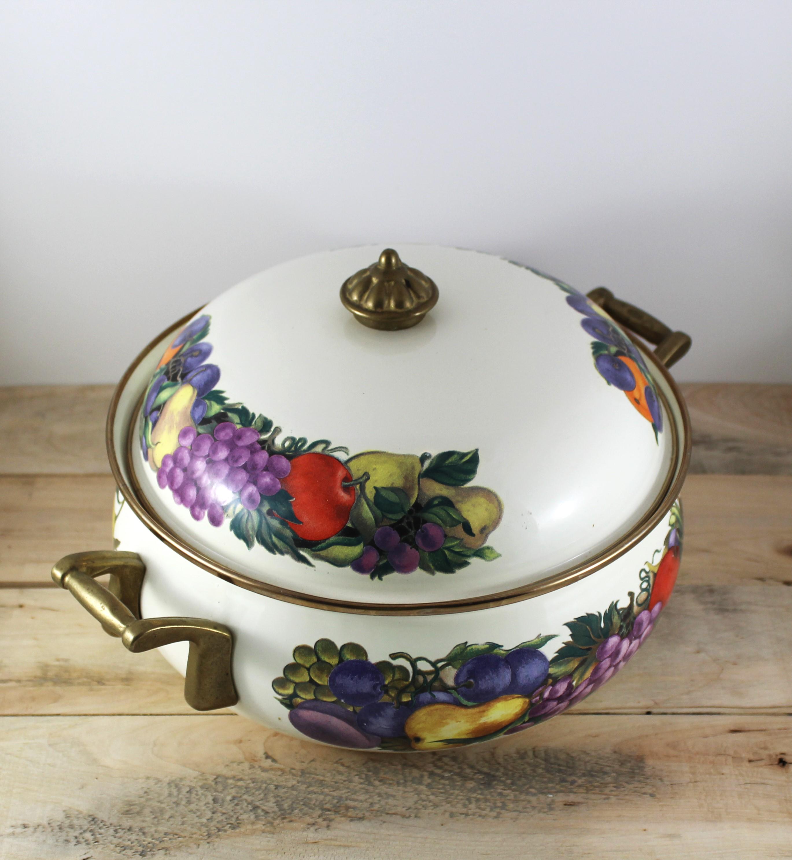 Cornucopia Fruit Themed Enamel Dutch Oven/covered Casserole Cookware - Etsy