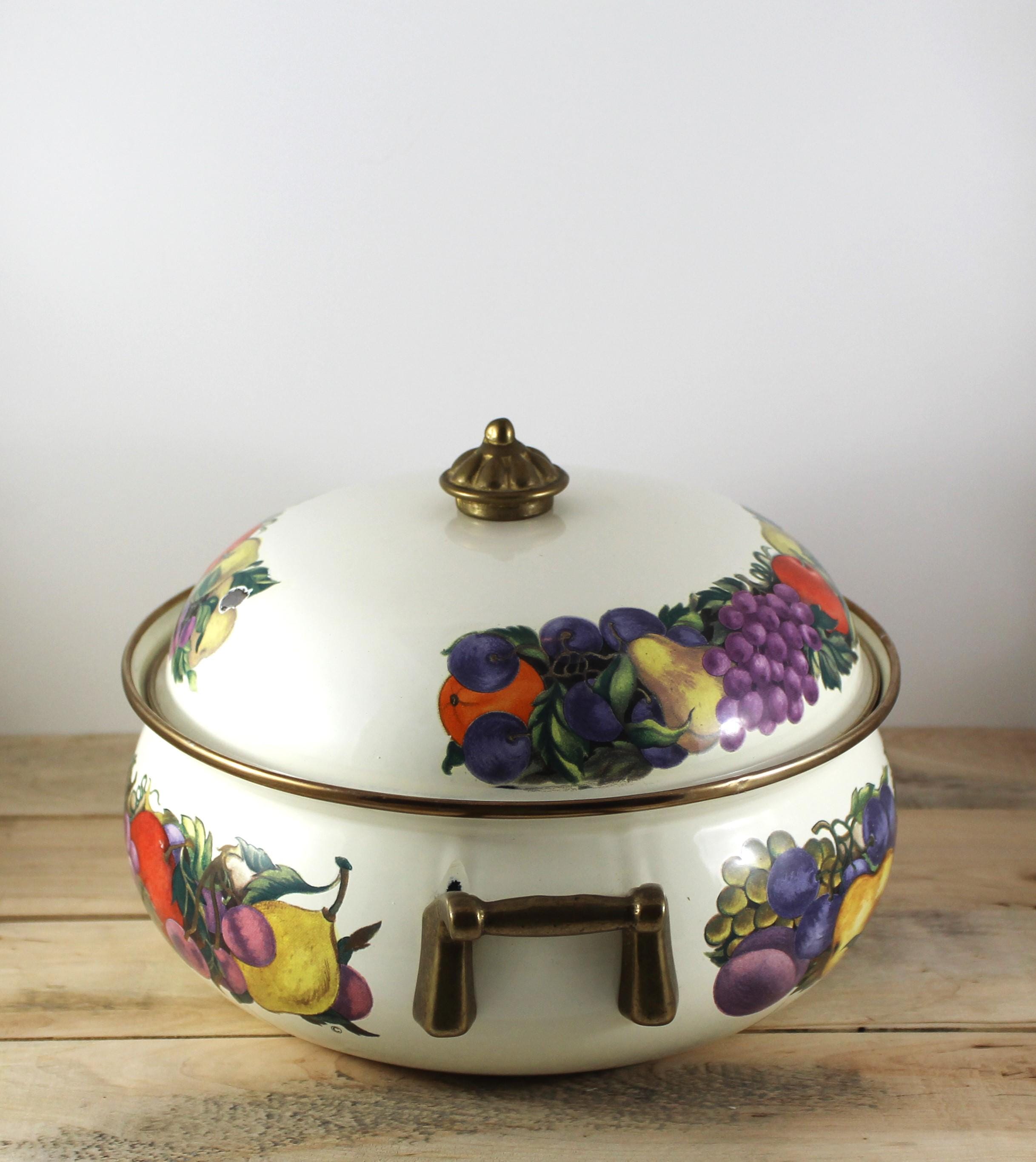 Cornucopia Fruit Themed Enamel Dutch Oven/covered Casserole Cookware - Etsy