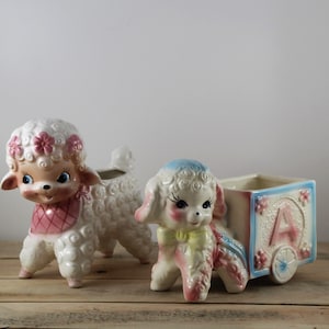 Vintage keramische lamsbakken voor babykamer/babyshower