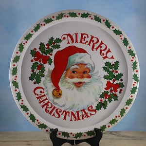 Bandeja vintage de metal para servir Navidad/Papá Noel