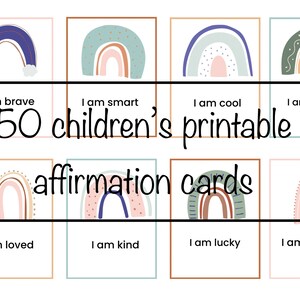 50 druckbare Affirmationskarten für Schulkinder, Motivationskarten, Positivitätskarten für Kinder, Lunchbox-Notizen