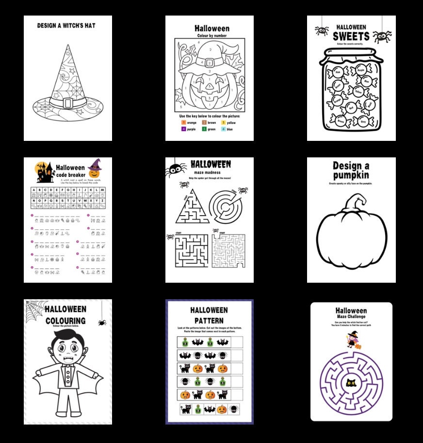 Halloween Activity Pack Printable Halloween Colouring - Etsy