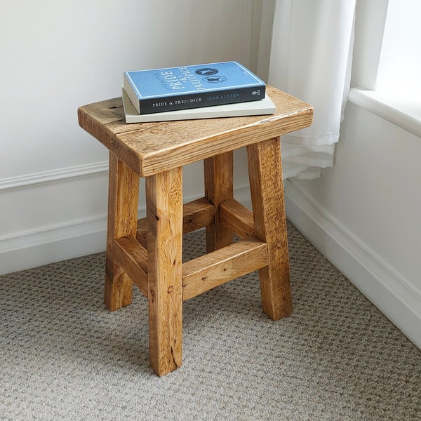 Rustic Milking Stool - a wooden farmhouse designed seat or display table, ideal for hallway or entrance room