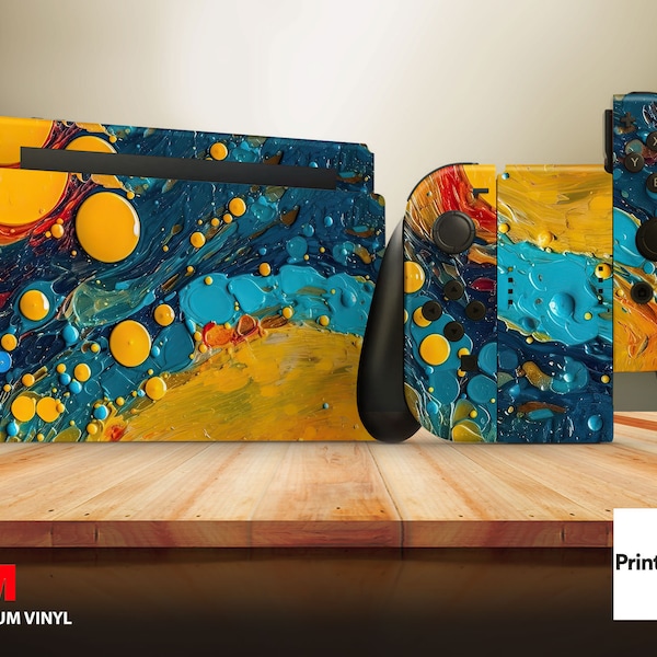 Paint Art abstract Nintendo Switch skin Full Wrap Skin Nintendo Switch Dock Cute Dock For Switch Joycon stick cover Nintendo decal