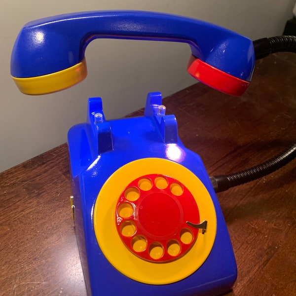 Vintage Rotary Phone Lamp, primary playskool edition, handmade!