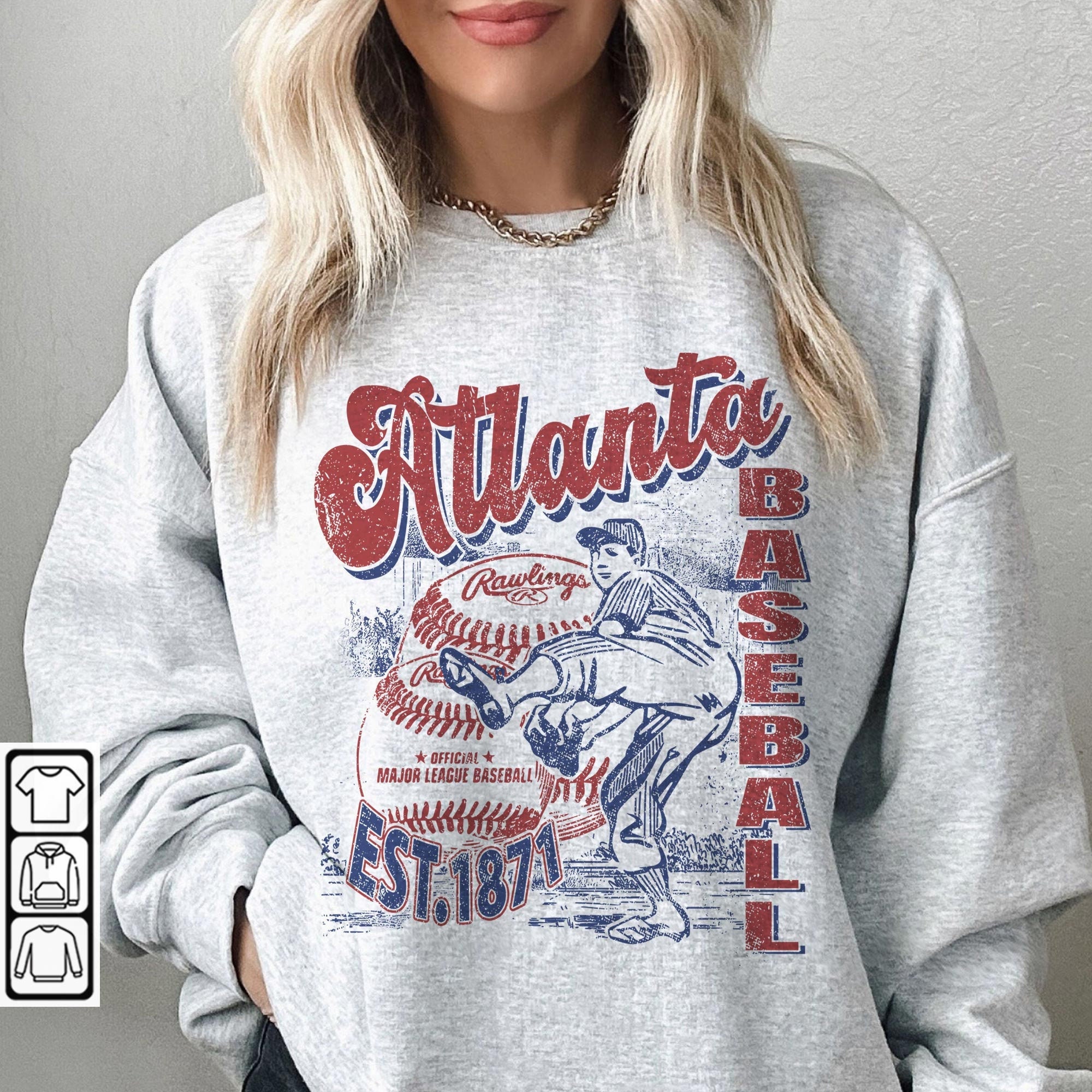 Vintage Atlanta Brave Crewneck Sweatshirt / T-Shirt, Braves EST 1871  Sweatshirt, Atlanta Baseball Shirt, Retro Braves Sh