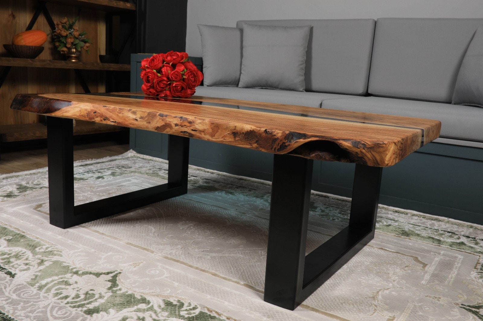 Wood Resin Coffee Table, Epoxy River Coffee Table, Blue Epoxy Coffee ...