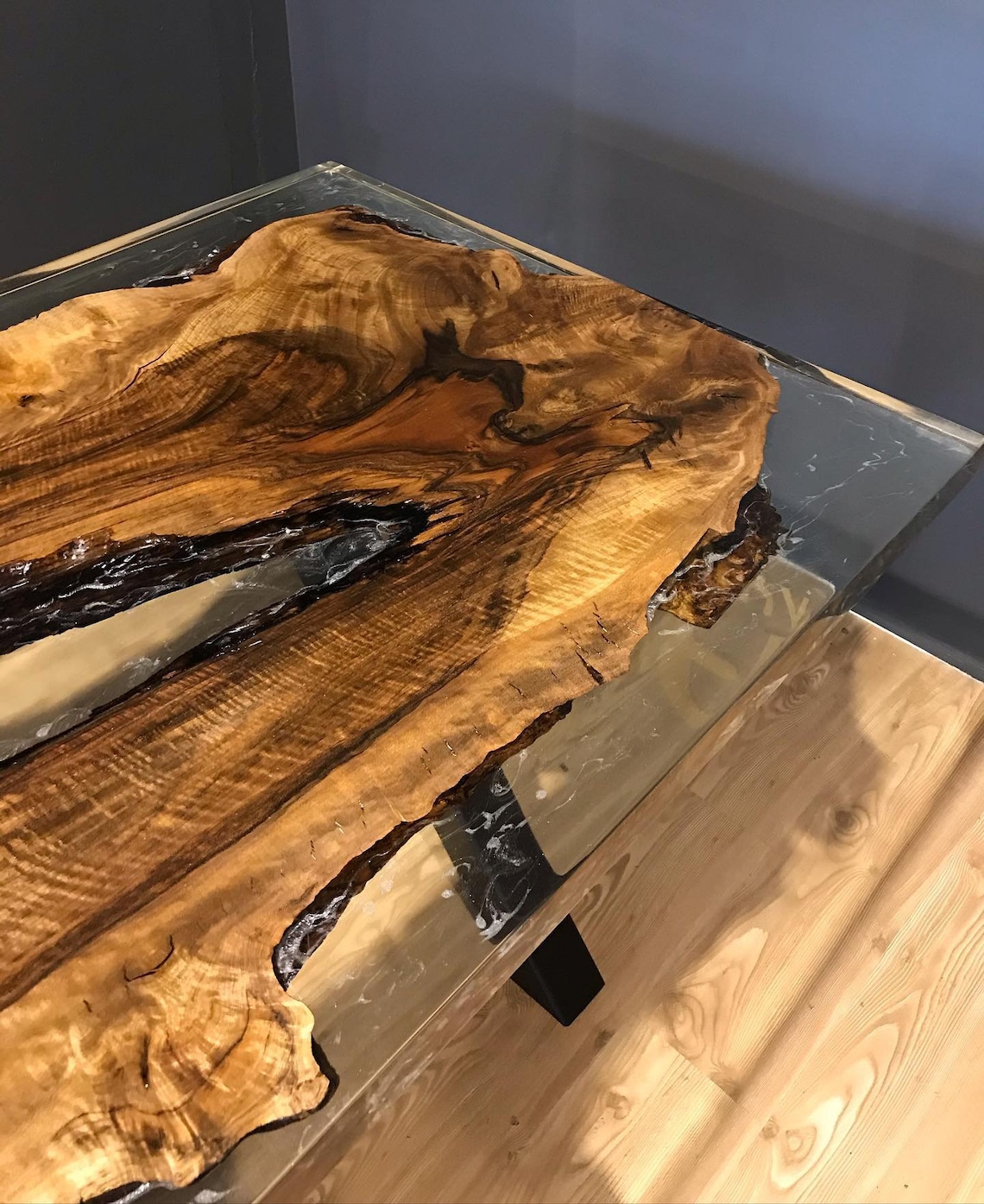 Wooden Epoxy Table Wood Resin Table Walnut Epoxy Table Etsy