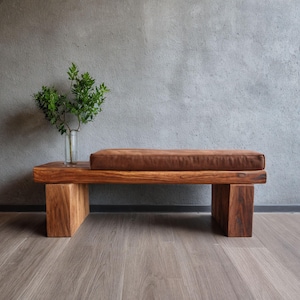 Wood Bench, Solid Wood Entryway Bench, Rustic Wooden Bench for Indoor Use, Handmade Hallway Bench, Natural Wooden Seat, Dining Bench